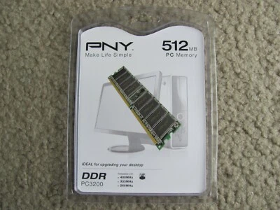 Brand New PNY 512MB PC3200 DDR DIMM Desktop Computer Memory MD0512SD1-400 - Image 1 of 2