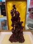 Vtg Handcarved laquered red polyresin statue of Shou Lao Immortal god Longevity