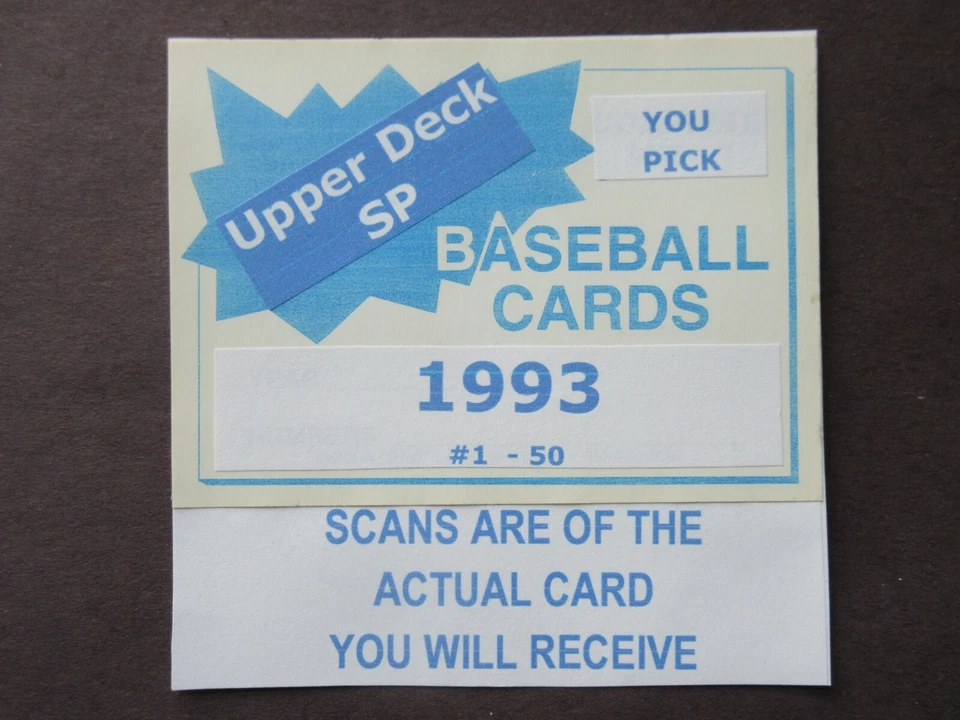 1993 Upper Deck SP BB ~  U-Pick Players from Scans  ~  #1 - 50  ~ Free Shipping - Image 1 of 1