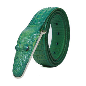 Alligator Design Crocodile-Embossed Leather Belts Genuine Cow Leather Belt 9 Men