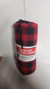 12-Volt Heated Travel Blanket, 57”x 39”, Red & Black - Picture 1 of 1