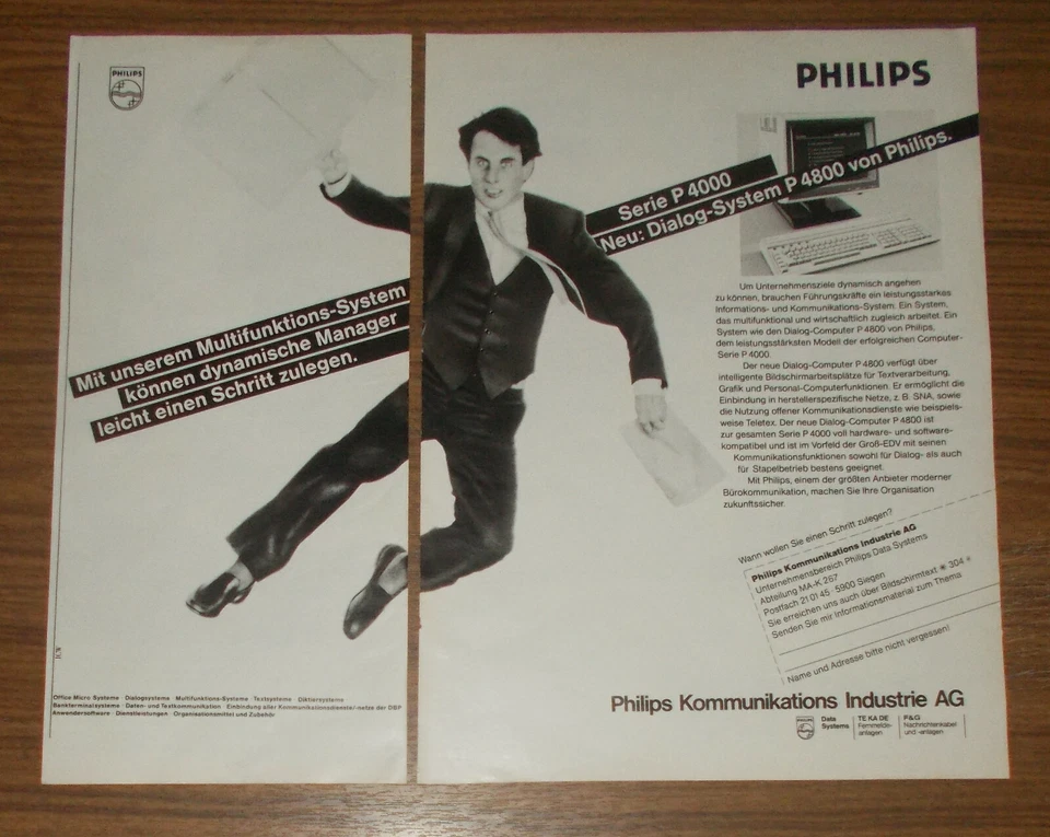 Vintage 1983 PHILIPS P 4000 & P 4800 Computer Print Ad advert German - Image 1 of 1