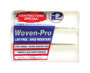Premier 3LF38 Woven-Pro Roller Cover, 3/8 in Thick Nap, 9 in L White - pack of 3 - Picture 1 of 1