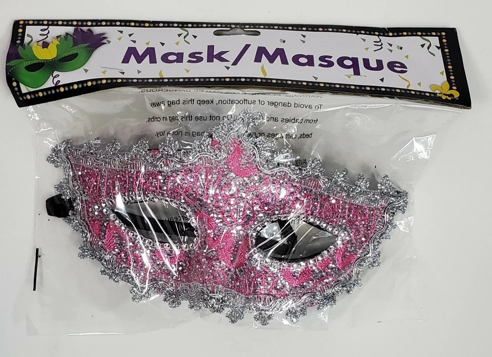 Máscara Máscara Festival de Veneza Mardi Gras Masquerade Pedra Rosa - Imagem 1 de 4