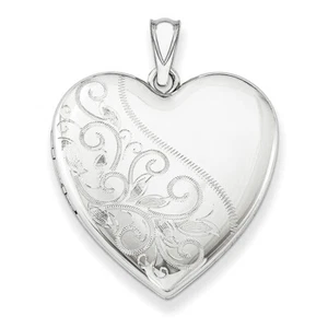 Sterling Silver 24mm Scrolled Heart Family Locket - Picture 1 of 2