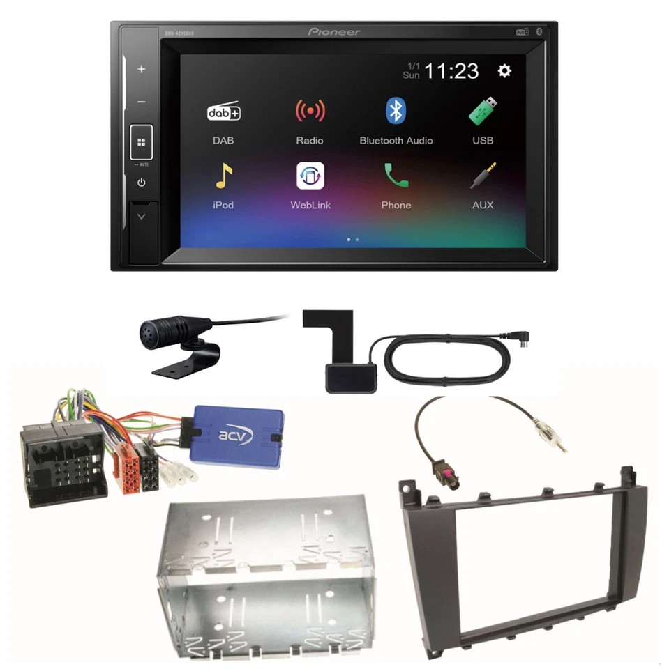 Pioneer DMH-A240DAB Bluetooth MP3 USB DAB+ Einbauset für Mercedes G Klasse W463 - Bild 1 von 1