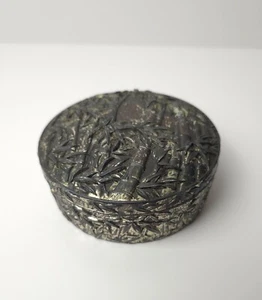 Vintage Japanese Meiji Silver Plate Box Mount Fuji Bamboo Asahi Shoten - Picture 1 of 16