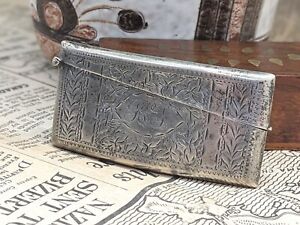 Antique Sterling Silver Curved 1911 Art Deco Card Case