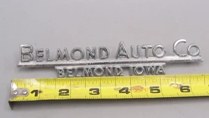 Vintage Metal Dealer Dealership Emblem / Badge - Belmond Auto Co. Belmond, Iowa - Picture 1 of 5
