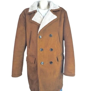 Zara Man Braun Camel Lammfell Mantel Jacke Sherpa Gefüttert Herren Größe L - Bild 1 von 8