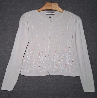 Suéter Crystal-Kobe De Colección Bordado Floral Ramio Algodón Botón Delantero - S Foto 1 de 4