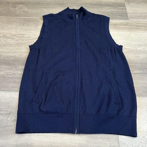Chaleco Suéter Charles Tyrwhitt Para Hombre Azul Marino 100% Lana Cremallera Completa Talla Mediana - Imagen 1 de 7
