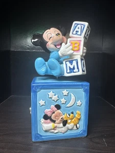 Decorative Disney Baby Mickey Mouse Building Block Music Box Vintage - Picture 1 of 5