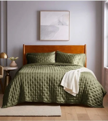 NUEVO SIN ETIQUETAS MEMBRILLO BAMBÚ DREAM QUILT KING/CAL KING OLIVA CONJUNTO CON FUNDAS VENTA AL POR MENOR 199,90 Foto 1 de 4