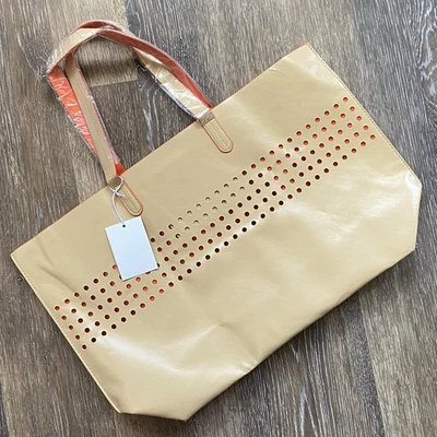 Bolsa de mão Lord & Taylor bolsa tote grande nova divertida shopper bolinhas laranja - Imagem 1 de 4