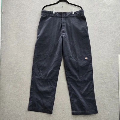 Calça masculina Dickies 34X30 azul marinho chino sarja trabalho logotipo 29" costura interna - Imagem 1 de 4