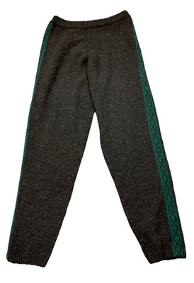 裤子 100% 羊羔毛厚针织间隙打底裤深灰色 M 码女式全新保暖! — 第 1/4 张图片