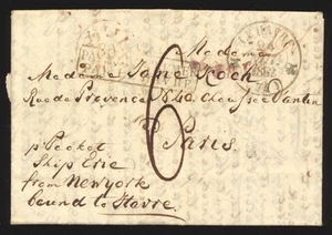 USA 1832 Philadelphia nach Frankreich Stempelloser Transatlantischer Brief SFL - Bild 1 von 2