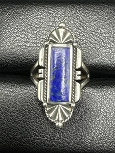 Neuzustand Sterling Silber Art Deco Lapis Ring 925 Größe 9 T5 - Bild 1 von 6