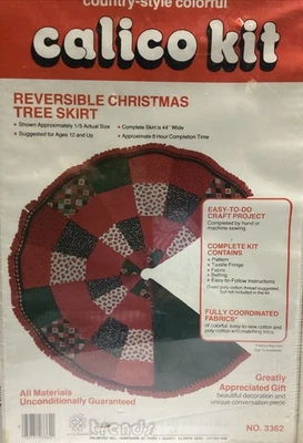 Trends Patchwork Reversible 44" Árbol de Navidad Falda Calicó Kit. 3362 Precintado De Colección Foto 1 de 4