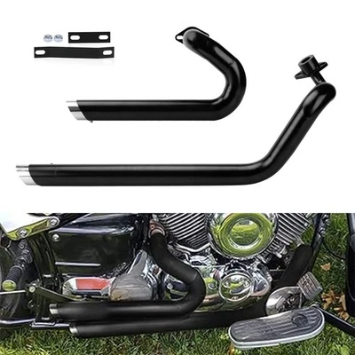 Shortshots Staggered Exhaust Pipes For Yamaha V star 650 XVS650 Dragstar 650 - Imagem 1 de 4