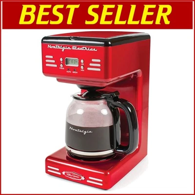 Elegant Red 12-Cup Programmable Coffee Machine with Pause-and-Serve Feature - Image 1 of 4