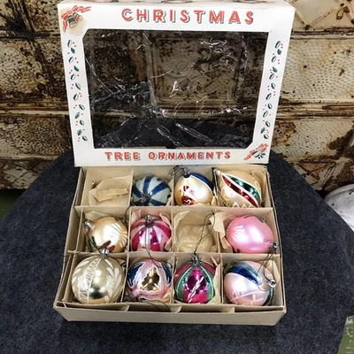 Vintage 10 Fantasia Brand Poland Christmas Ornaments Drops & Rounds w/Box Santa - Image 1 of 4
