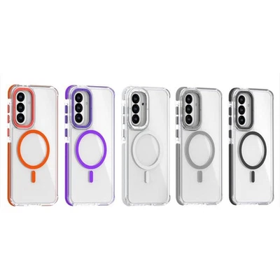 Custodia ibrida TPU acrilico trasparente MagSafe arancione per Samsung Galaxy - Immagine 1 di 4