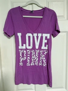 Victoria's Secret Love Pink T-Shirt mit V-Ausschnitt Lila Größe Medium - Bild 1 von 10
