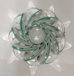 Mikasa Scalloped Green Peppermint Swirl 6" Glass Bowl Vtg Mints Candy Nuts Dish - Picture 1 of 9