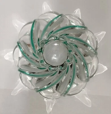 Mikasa Scalloped Green Peppermint Swirl 6" Glass Bowl Vtg Mints Candy Nuts Dish - Image 1 of 4