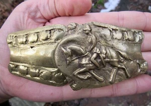 Hebilla de cinturón de colección CONQUISTADOR ART Nouveau española 5" otomana 2 piezas latón RARA EN MUY BUEN ESTADO+ - Imagen 1 de 4
