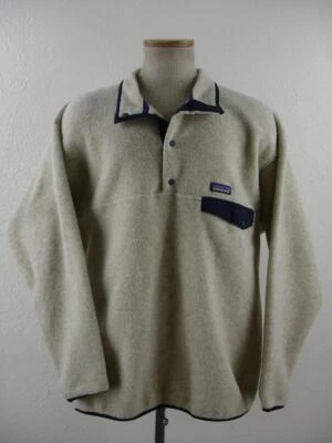 Men's XL Patagonia Synchilla Snap-T Fleece Pullover Jacket Oatmeal Heather Navy - Image 1 of 4