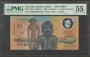 Australia 10 Dollars World 1st Polymer Banknote SPECIMEN P-49as 1988 PMG 55 aUNC - Picture 1 of 2