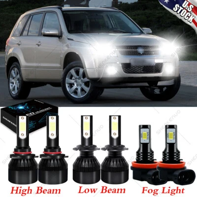 Combo bombillas antiniebla altas/bajas faros LED para Suzuki Grand Vitara 2006-2013 6 piezas Foto 1 de 4