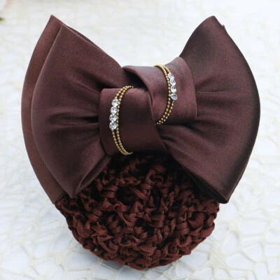 Women Snood Net Bow Barrette Hair Clip for Stewardess Nurse Bank Hotel - Image 1 of 4