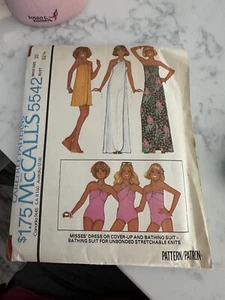 McCall's Pattern 5542 - Misses Dress/Cover Up & Bathing Suit - Vintage 1977 - 10 - Picture 1 of 3