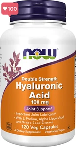 NOW Hyaluronic Acid 100mg, 120 Veg Capsules – Joint Support & Skin Health - Picture 1 of 12