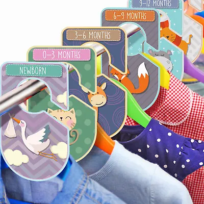 Baby Wardrobe Dividers Set Pack Of 20 Animal Themed Closet Organisers Clothing • 4.99£