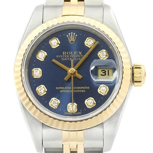 Rolex Ladies Datejust 69173 18K Yellow Gold & Steel Blue Diamond Dial Watch - Picture 1 of 7