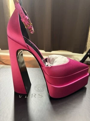 NUEVO Zapatos de salón Versace plataforma satinado seda talla 37 Foto 1 de 4