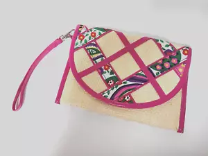 2011 Vera Bradley Viva La Vera Clutch gewebt Stroh Umschlag Handgelenktasche - Bild 1 von 13