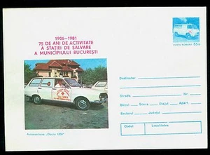 1981 Red Cross,Ambulance Service,Croix Rouge,Romania,Ambulance "DACIA1300",cover - Picture 1 of 1