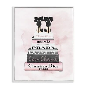 Stupell Industries Black Heels Pink Silver Bookstack Glam Fashion, Design by ... - Picture 1 of 10
