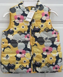 New Gymboree Girls Floral Puffer Vest Quilted Lined Zip sz M 7-8 NWT - Picture 1 of 4