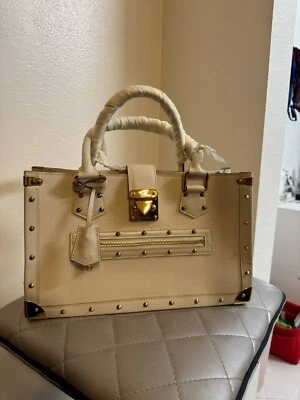 BOLSO DE MANO ESTATE LV LOUIS VUITTON BEIGE CUERO SUHALI LE FABULEUX TACHONADO Foto 1 de 4