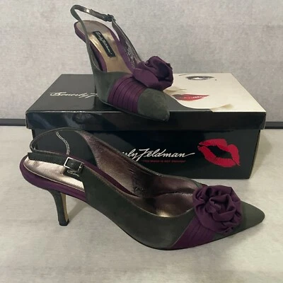 Beverly Feldman Ariel 2 Tacones Cordones Para Mujer 8 DE COLECCIÓN NUEVO Gris Gamuza Foto 1 de 4