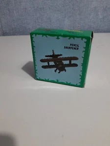 Antique Finished Die Cast 3 Inch Miniature Bi Plane Pencil Sharpener - Picture 1 of 11