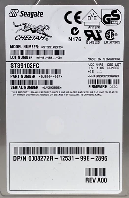 Seagate Cheetah-Model # ST39102FC Part # 9J8004-037-Fibre Channel FC Hard Drive - Image 1 of 3