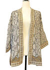 Max Studio Kimono offenes Damenoberteil Gr. Medium M gelb schwarz Paisley Boho neu 88 $